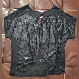 Say What Black Sequin Women's Top Large NWT